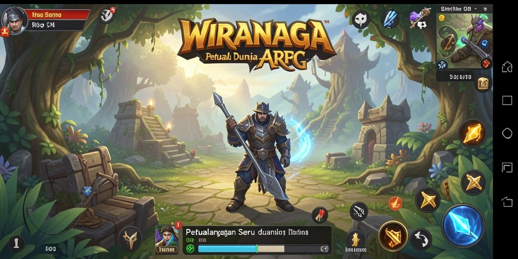 Tampilan gameplay seru dalam WIRANAGA dengan pertempuran yang dinamis.